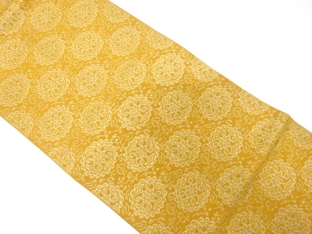 JAPANESE KIMONO / ANTIQUE FUKURO OBI / WOVEN FLORAL CREST